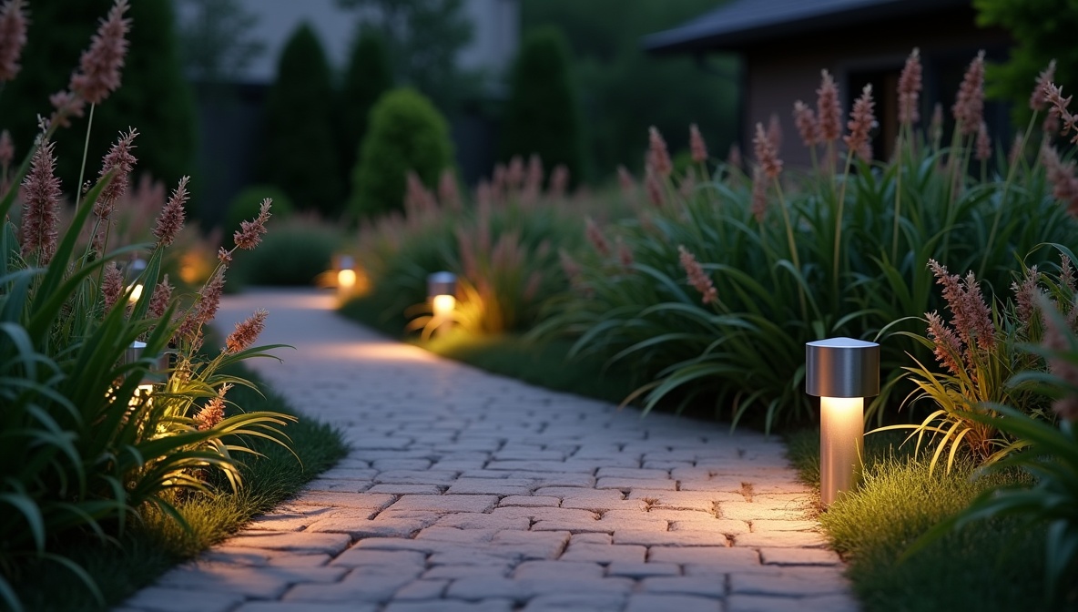 Outdoor garden with lighting and plants at Dloxarinxit